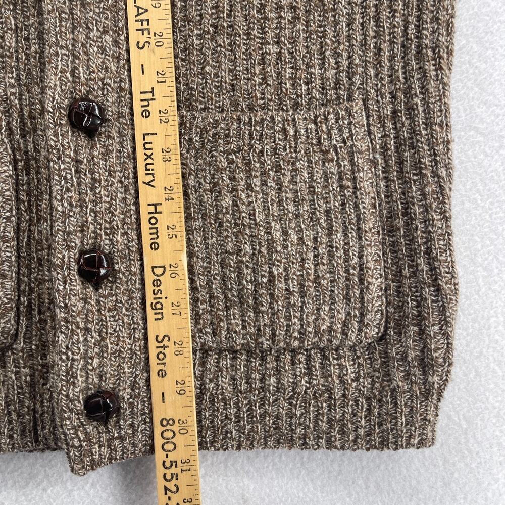 J.CREW Sweater Men S Rugged Merino Wool Blend Cardigan Ribbed Shawl Marled Brown - Picture 14 of 15